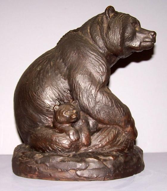 Bronze Bear with Cub Statue