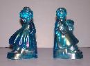 Iridescent Blue Bookends of a boy and Girl