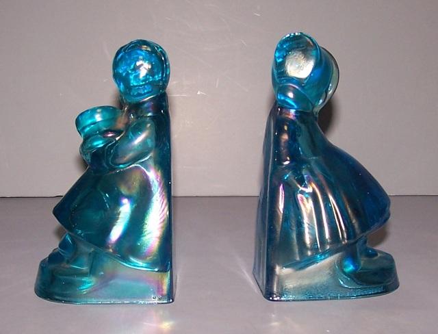 Iridescent Blue Bookends of a boy and Girl