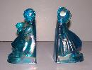 Iridescent Blue Bookends of a boy and Girl
