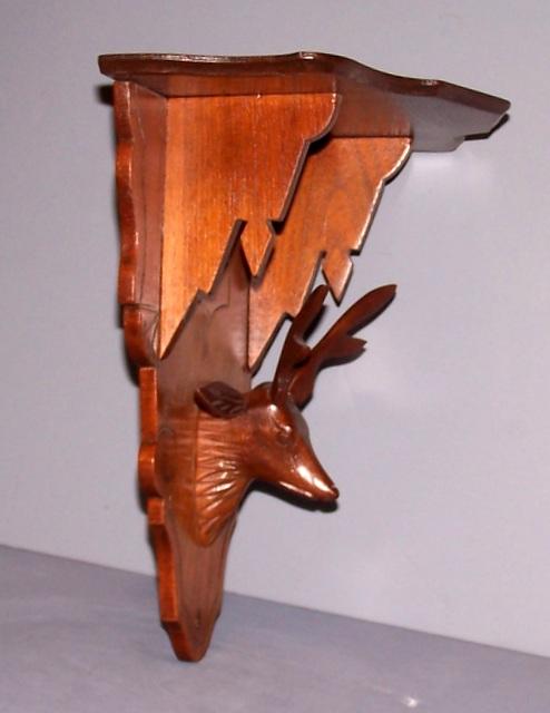 Walnut Deer Head Shelf