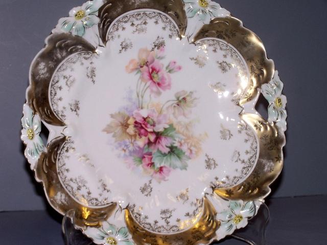 Vintage Cake Plate with Flowers