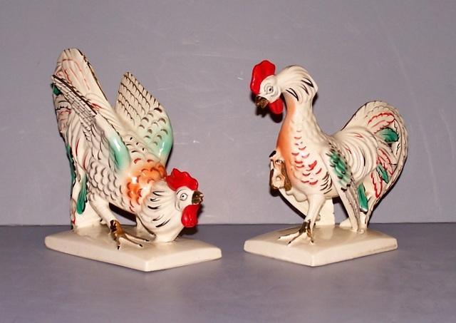 Japanese Fighting Cock Figurines