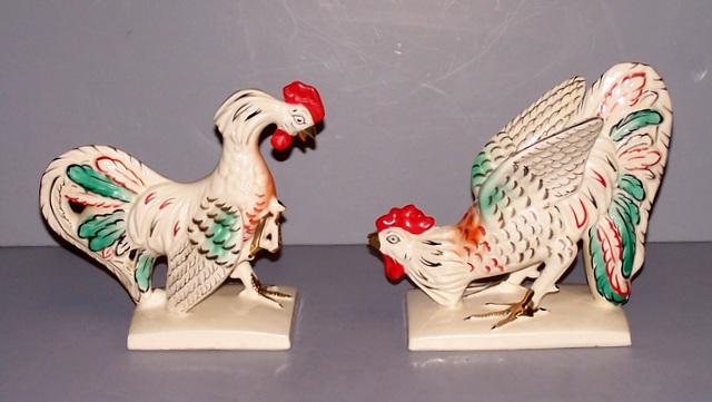 Japanese Fighting Cock Figurines