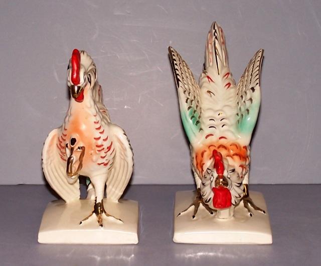 Japanese Fighting Cock Figurines