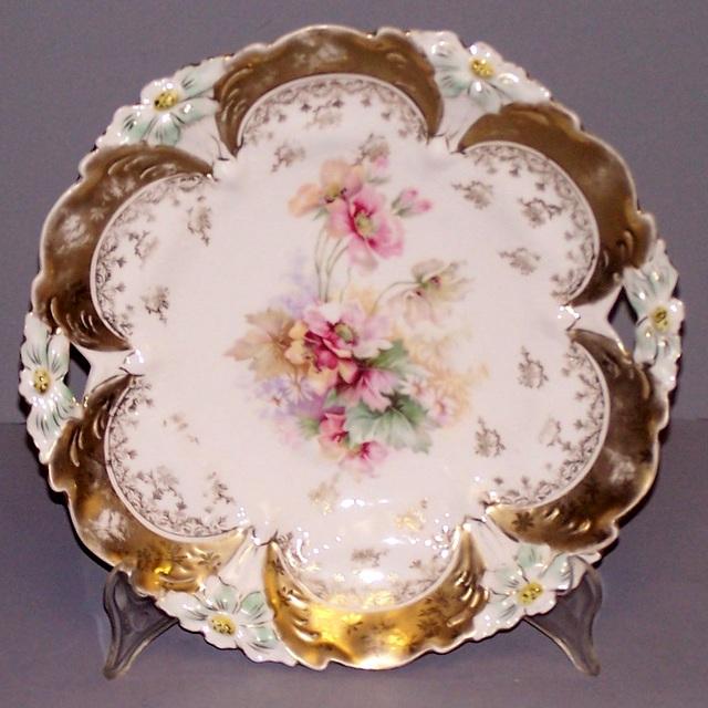 Vintage Cake Plate with Flowers