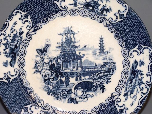 Flow Blue Chinese Plate