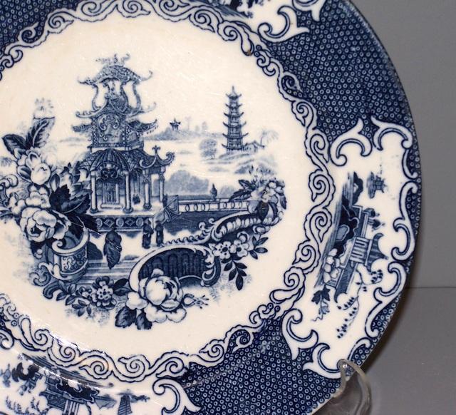 Flow Blue Chinese Plate