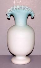 Vintage Fenton Blue Satin Glass Vase