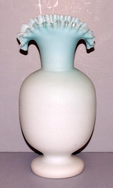 Vintage Fenton Blue Satin Glass Vase