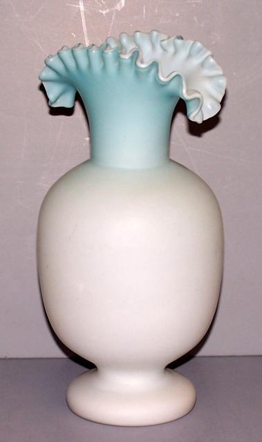 Vintage Fenton Blue Satin Glass Vase