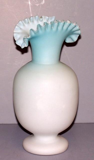 Vintage Fenton Blue Satin Glass Vase