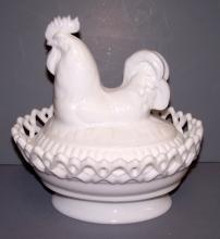 Milk Glass Hen on Nest