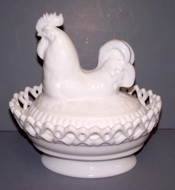 Milk Glass Hen on Nest