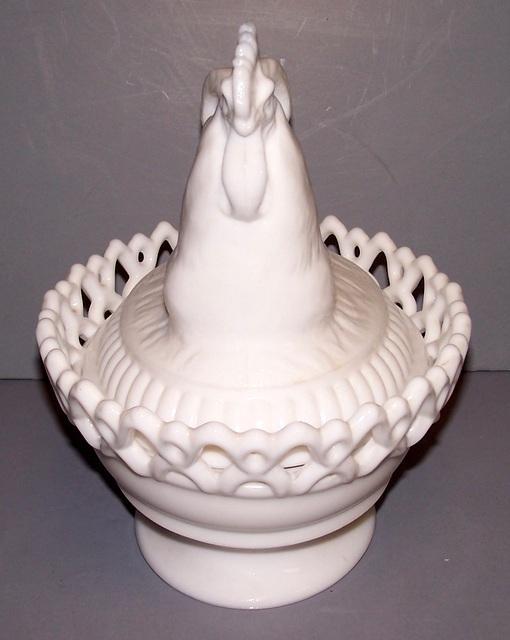Milk Glass Hen on Nest