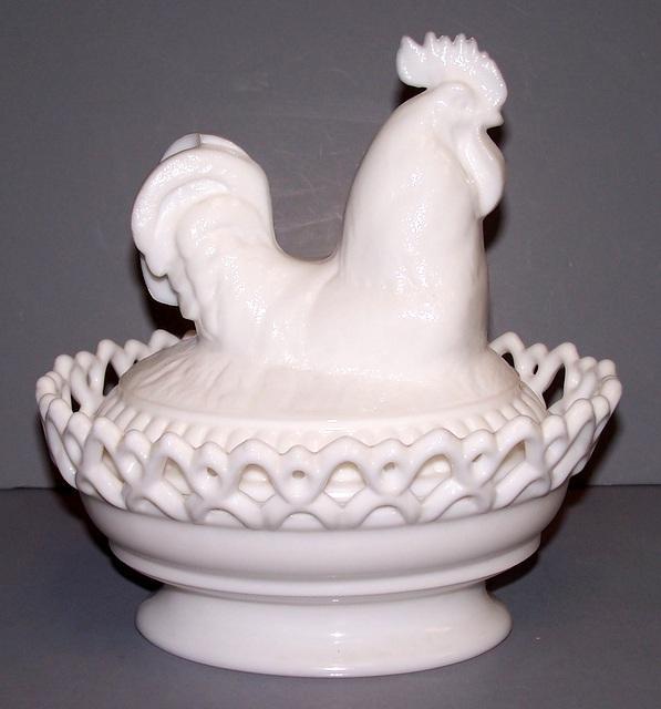 Milk Glass Hen on Nest