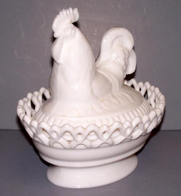 Milk Glass Hen on Nest