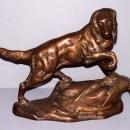 Bronze dog with pheasant Statue