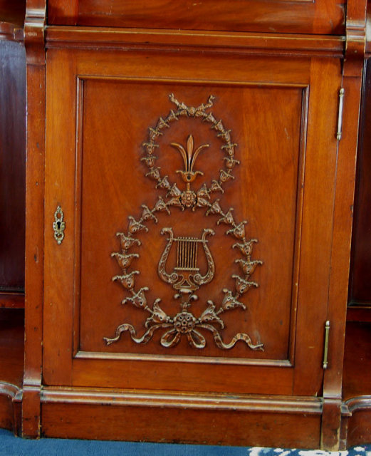 Elaborate Cherry Wood Horner Style Tall Music Cabinet