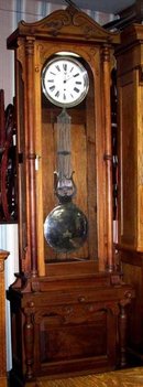 Walnut Jewelers Regulator Clock with Porcelain Dial