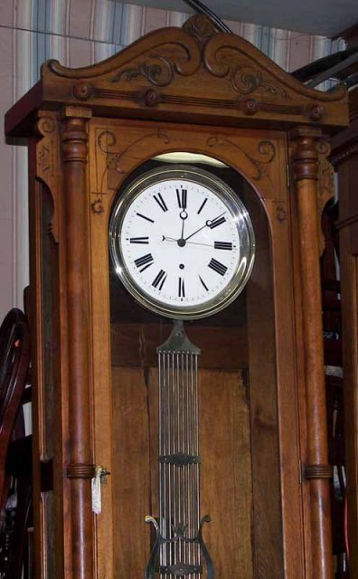 Walnut Jewelers Regulator Clock with Porcelain Dial