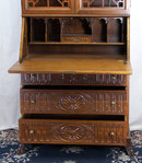 Elaborate Walnut Drop Front Secretary Bookcase