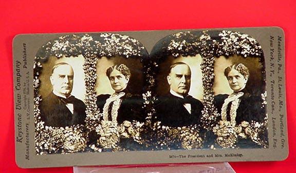 Pres., & Mrs. McKinley 1896 Stereo View Card