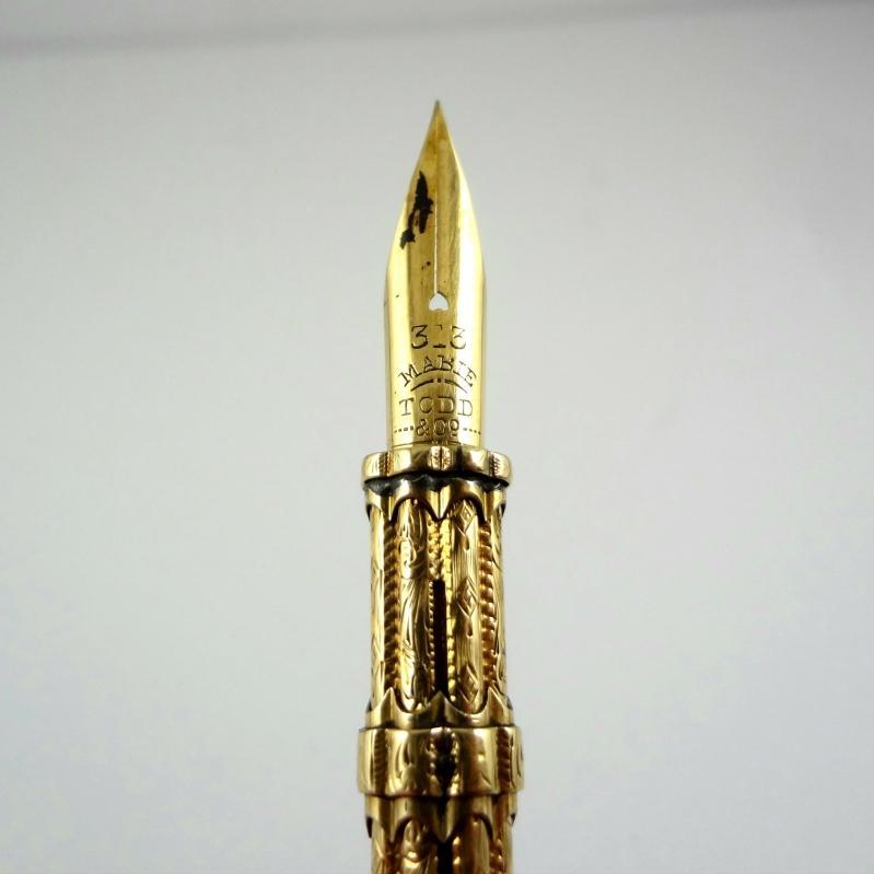 Mabie Todd 14k Gold combination dip pen & retractable pencil. Patent Oct. 3rd, 1854.