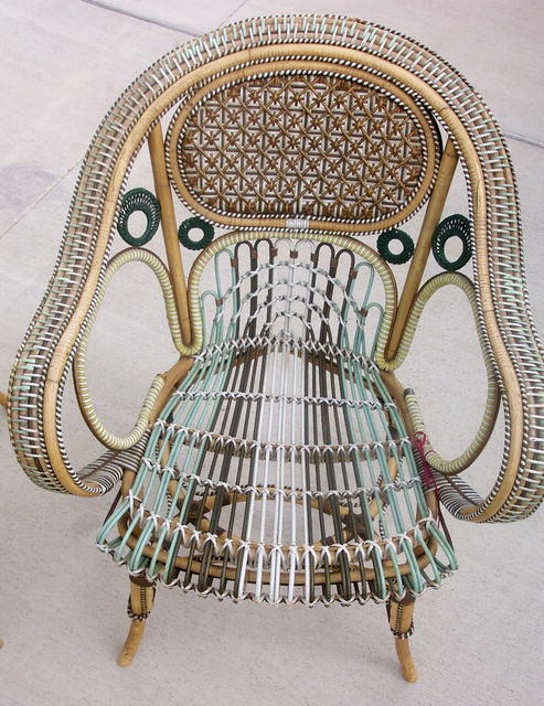 Rare French Rattan Arm Chair