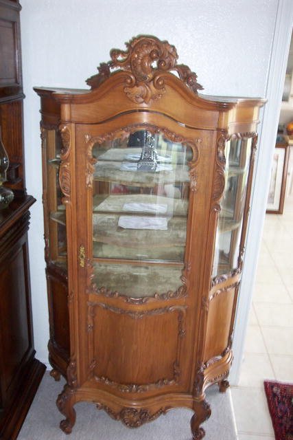 French Louis XV Walnut Glass Cabinet