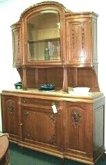 French Louis XVI Walnut Dining Sideboard, Hutch