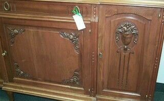 French Louis XVI Walnut Dining Sideboard, Hutch