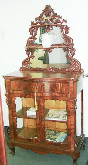 Beidemeier Mahogany glass cabinet with grape