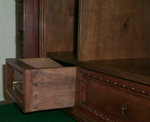 Renaissance hand carved flip down desk