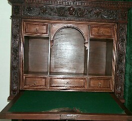 Renaissance hand carved flip down desk