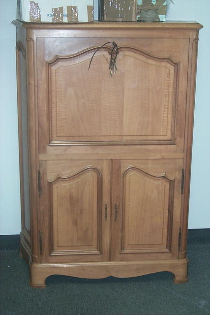 French solid light walnut drop down top desk