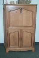 French solid light walnut drop down top desk