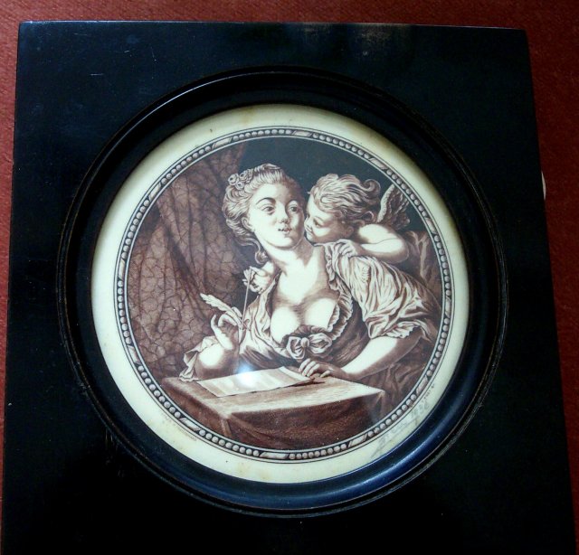 Miniature Signed Etching of a lady with an