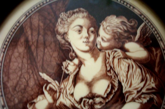 Miniature Signed Etching of a lady with an