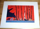 Horses with riders in the woods #9 signed by