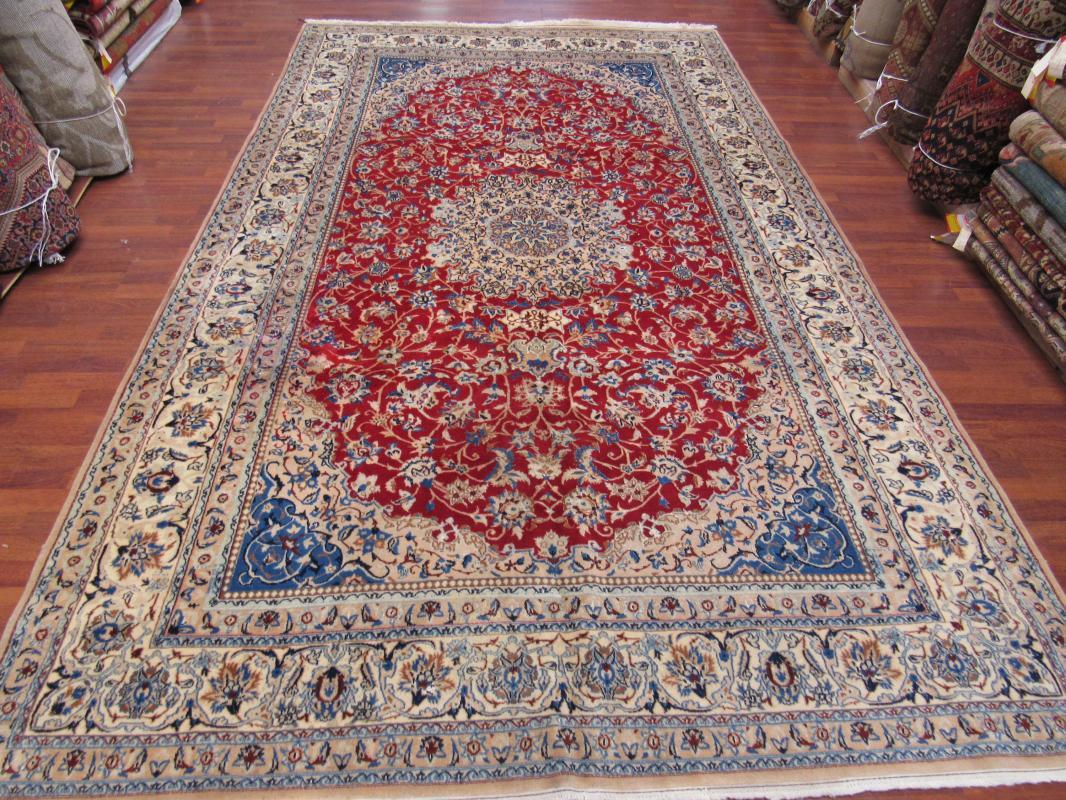 Vintage Silk and wool Persian Nain Rug-3670