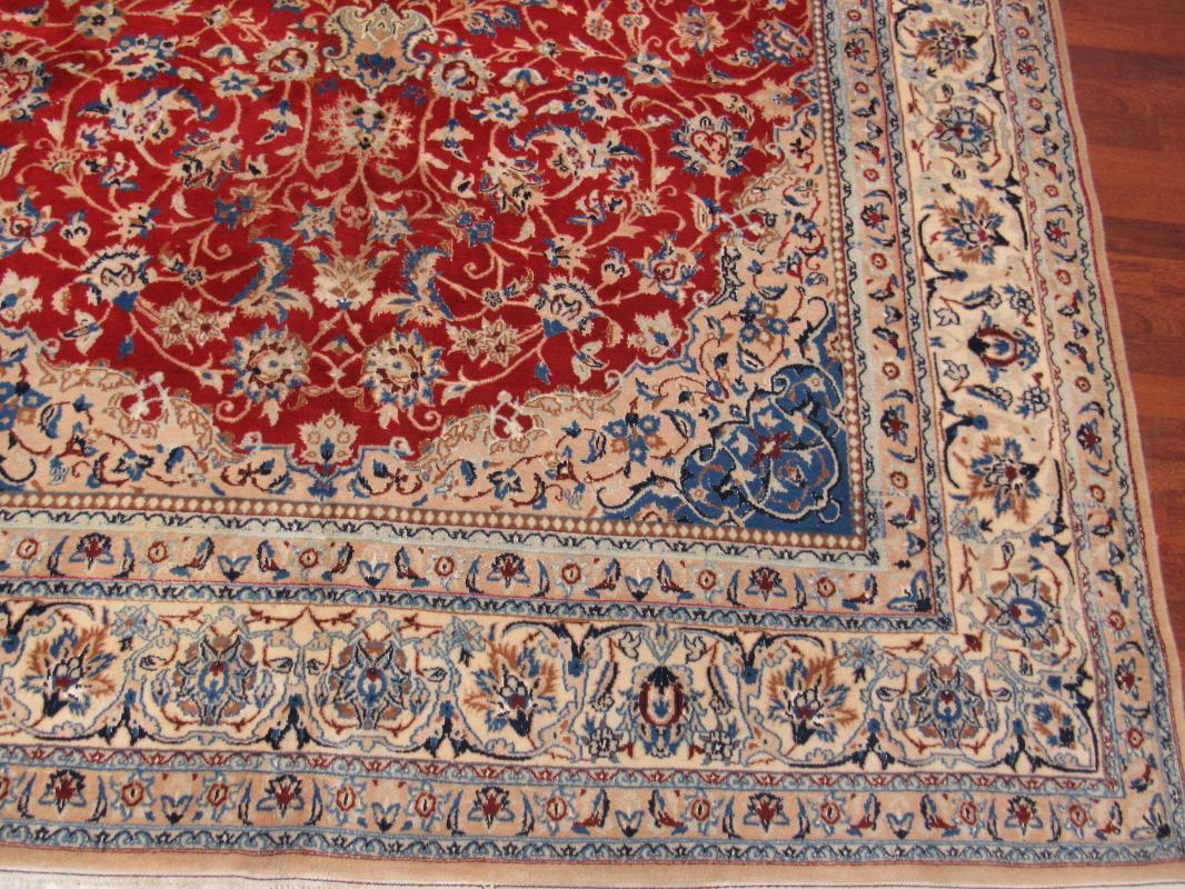Vintage Silk and wool Persian Nain Rug-3670