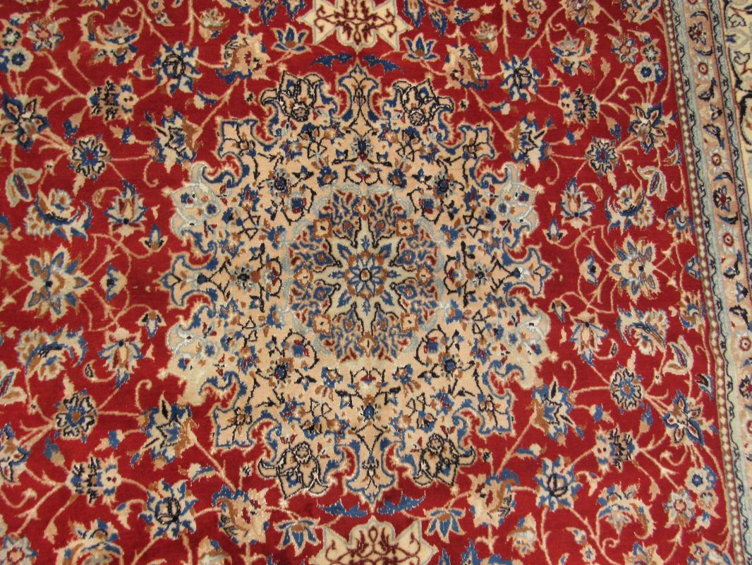 Vintage Silk and wool Persian Nain Rug-3670