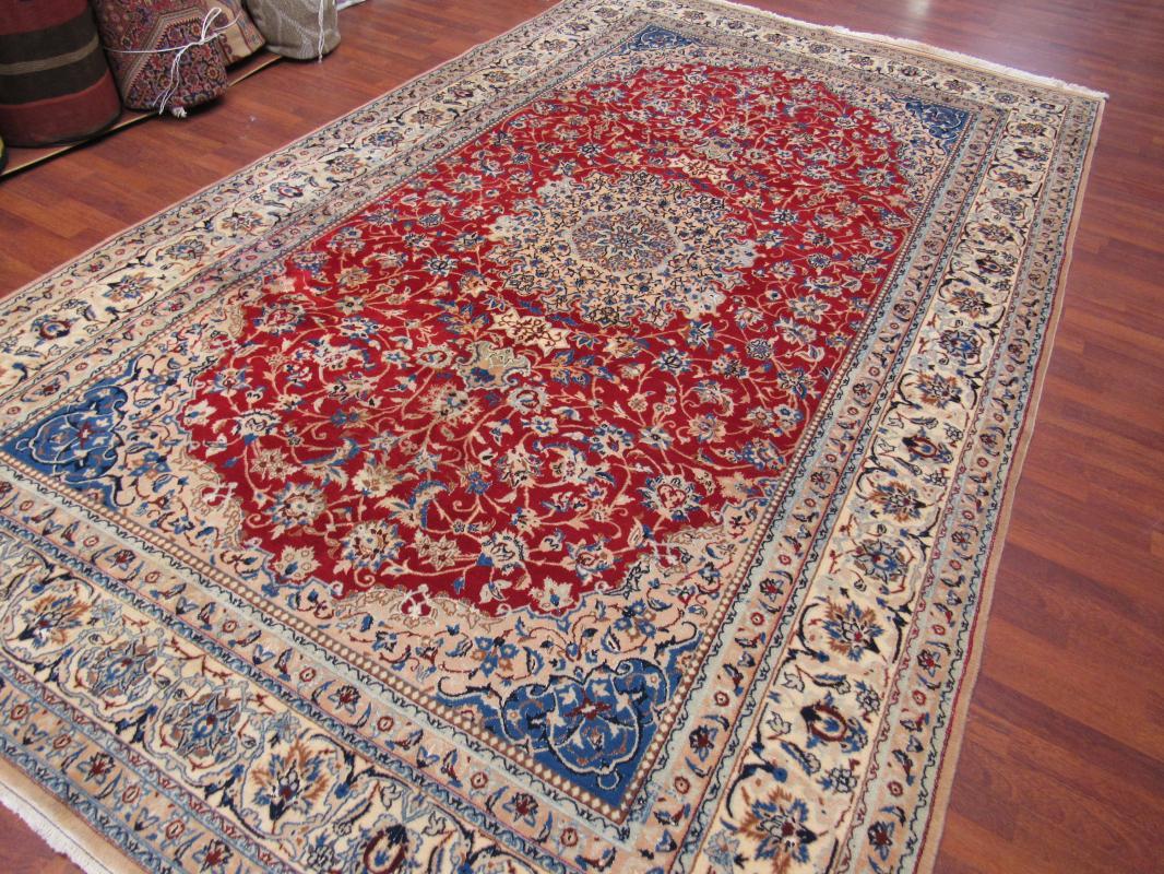 Vintage Silk and wool Persian Nain Rug-3670