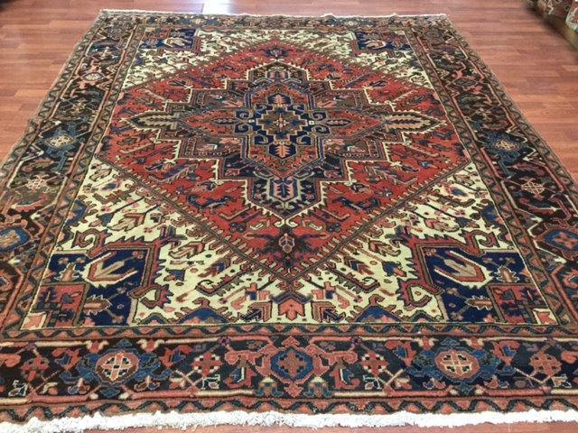 Semi Antique Persian Square Heriz Rug-4494