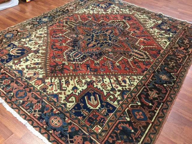 Semi Antique Persian Square Heriz Rug-4494