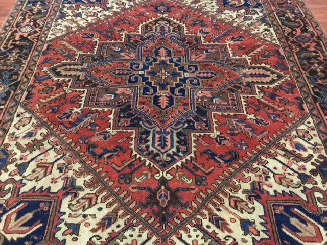 Semi Antique Persian Square Heriz Rug-4494