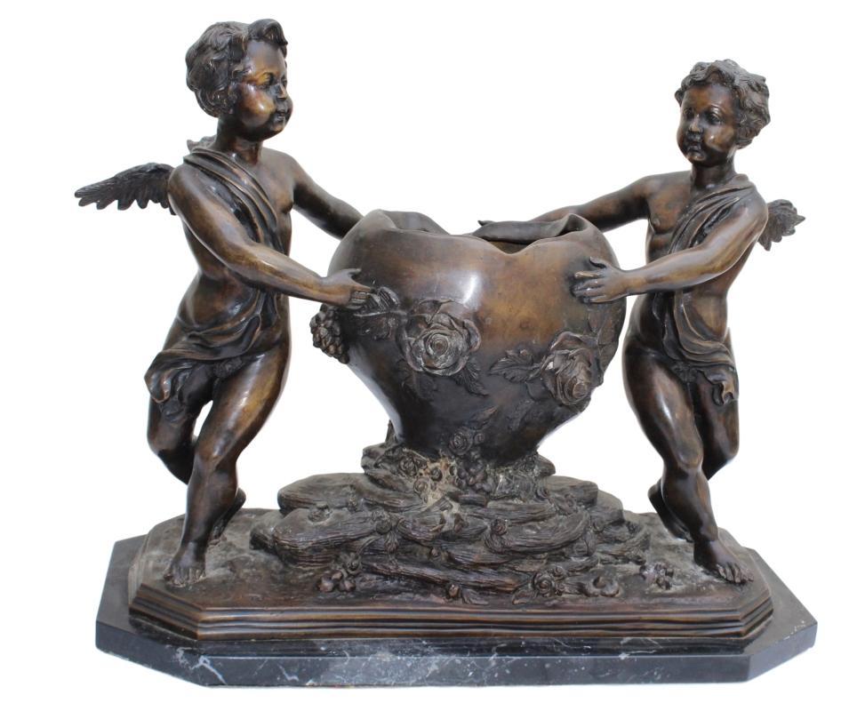 Large Bronze Jardiniere, Putti & Floral Decoration C.1920