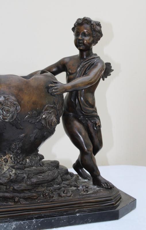 Large Bronze Jardiniere, Putti & Floral Decoration C.1920