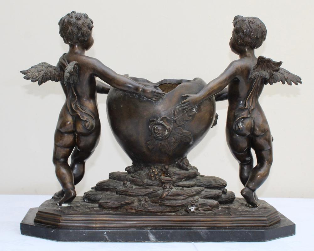 Large Bronze Jardiniere, Putti & Floral Decoration C.1920